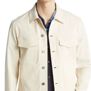 $325 NWT Theory River Mens Trucker Jacket, Warm Ivory. Large